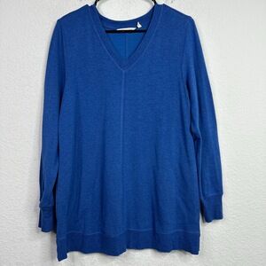 Soft Surroundings Shirt Womens S Blue Long Sleeve Oversized Athleisure Lounge‎
